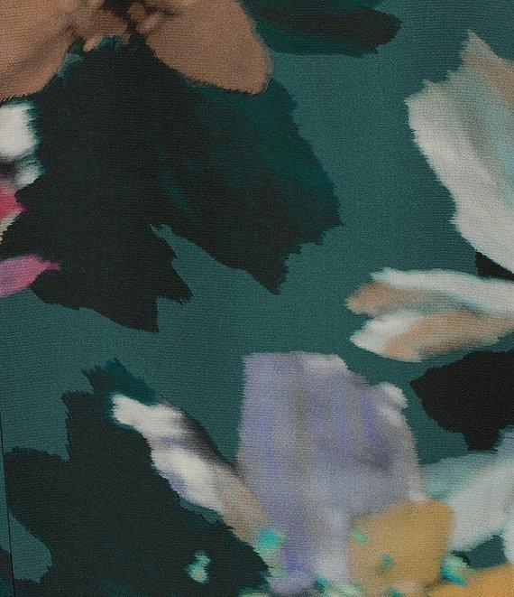 tyler boe Chloe Silk Watercolor Floral Print Point Collar Long Sleeve Button Front Shirt Product Image