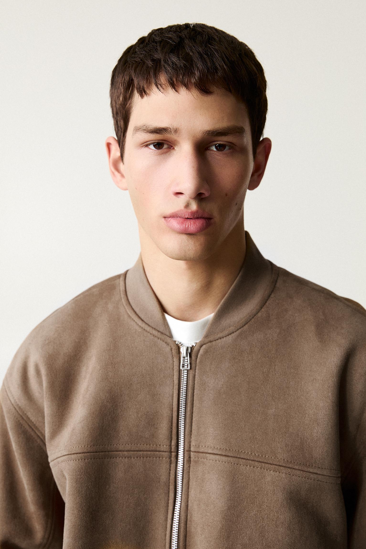 Faux suede bomber jacket Product Image