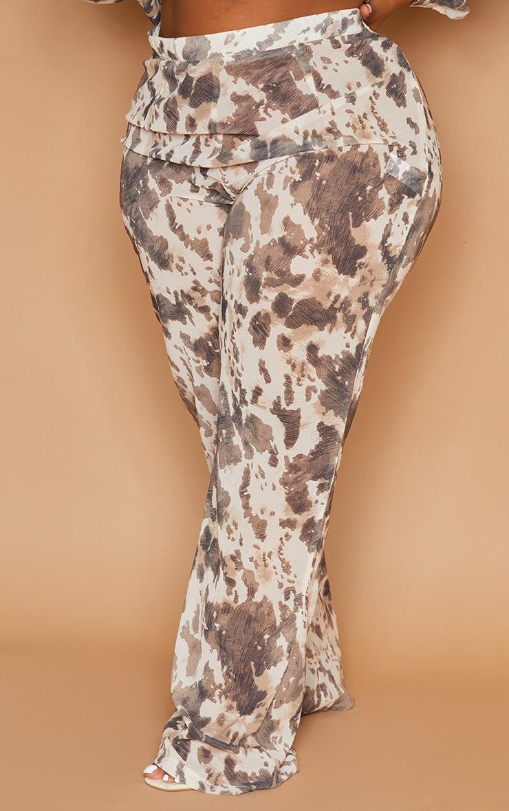 Plus Brown Cow Print Beach Flares Product Image
