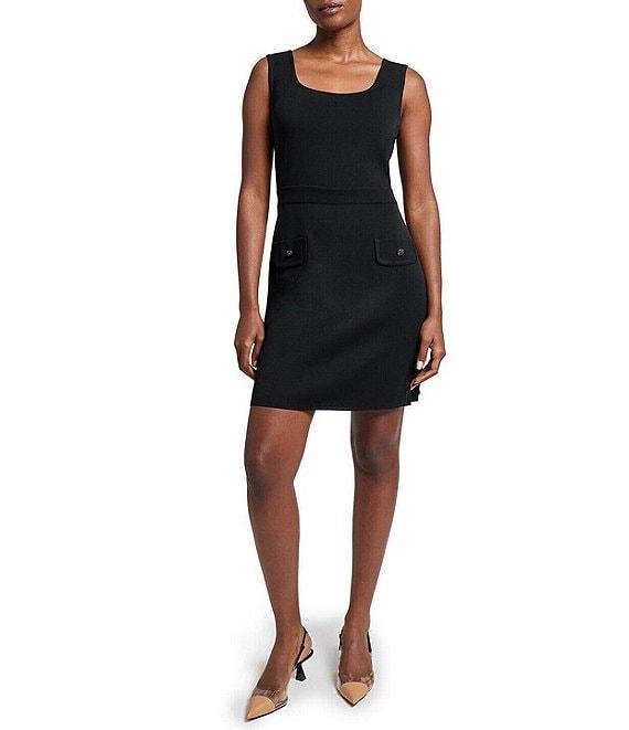 Ming Wang Knit Scoop Neck Sleeveless Sheath Dress Product Image