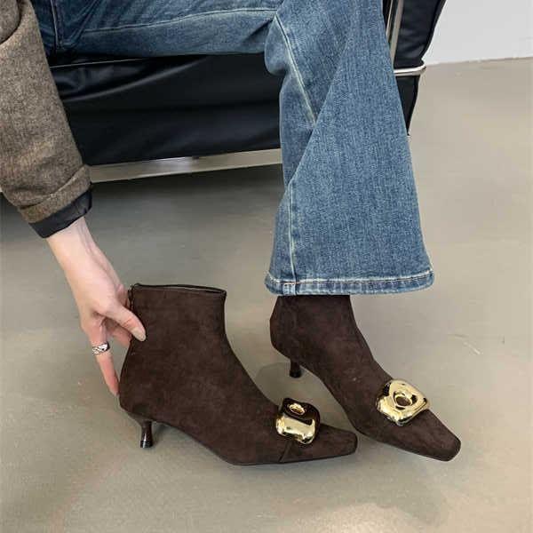 Kitten Heel Pointed Short Boots Product Image