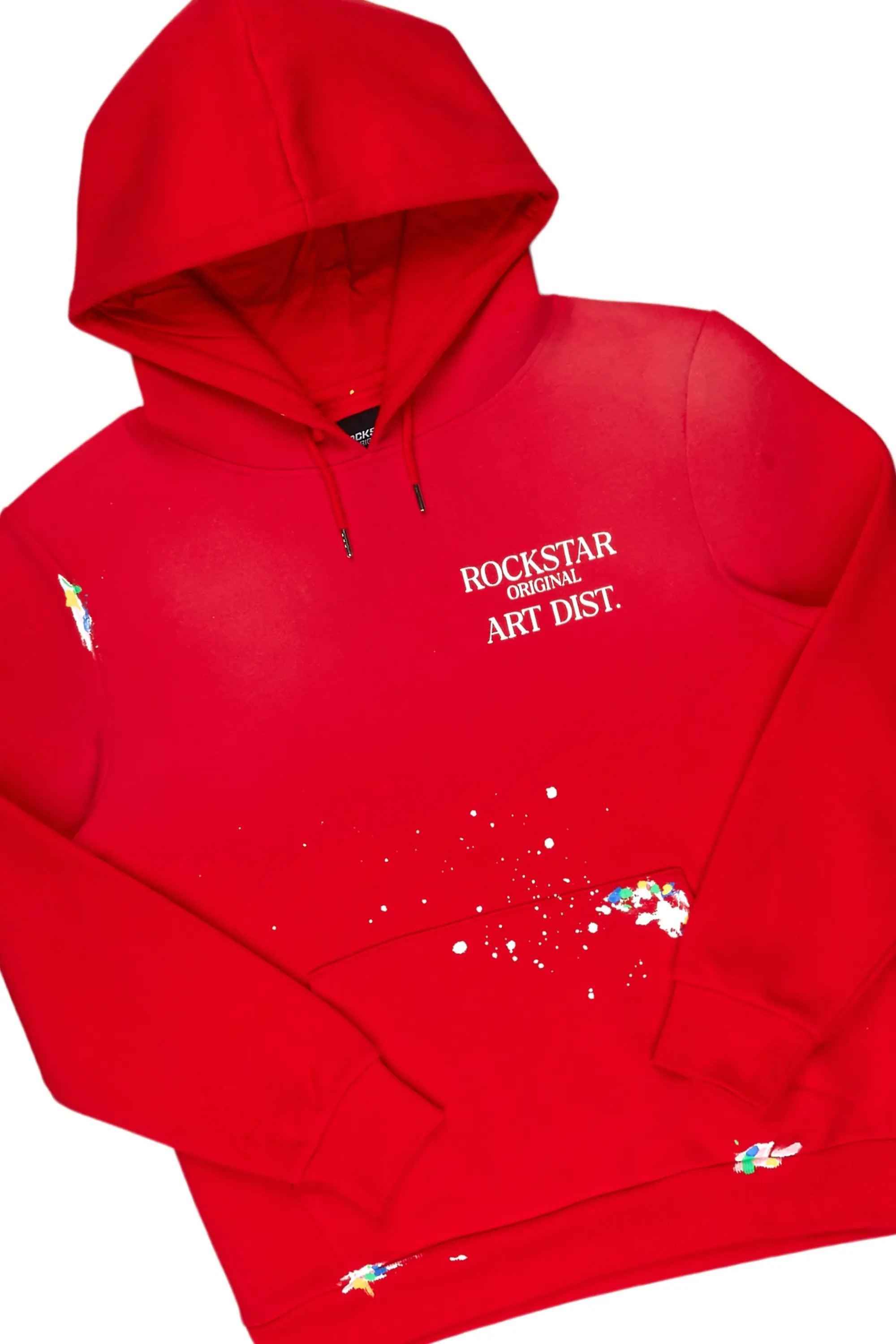 Rockstar Art Dist. Red Hoodie/Stacked Flare Set Male Product Image