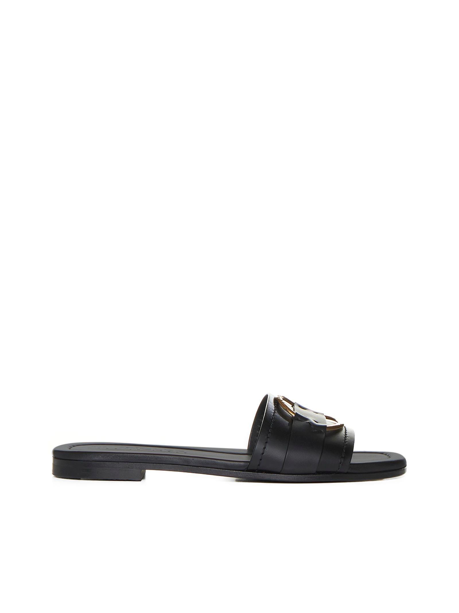 MONCLER Bell Leather Logo Sandals In Black Product Image