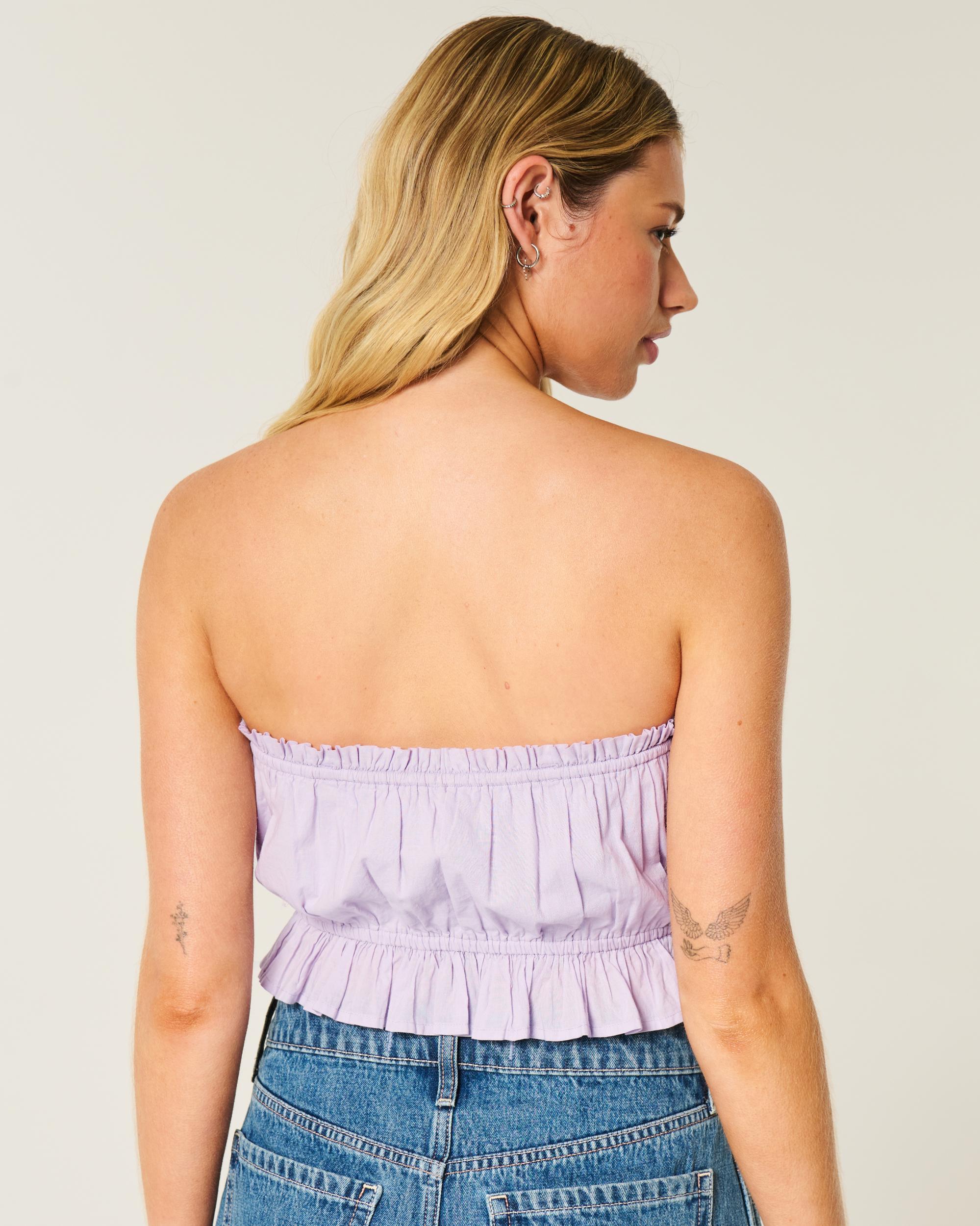 Easy Crop Strapless Lace Inset Tube Top Product Image