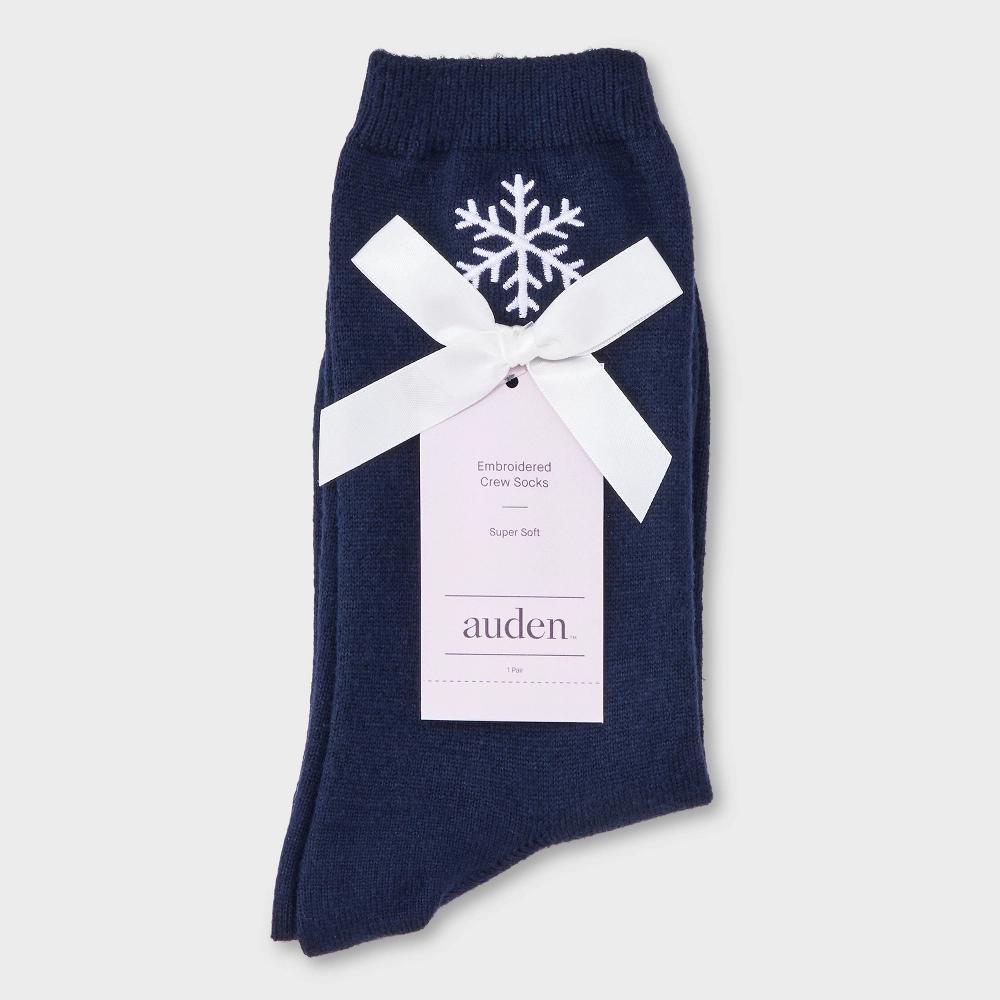 Women's Supersoft Embroidered Holiday Crew Socks - Auden™ 4-10 Product Image