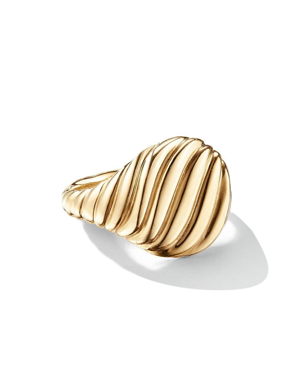 Womens Sculpted Cable Pinky Ring in 18K Yellow Gold, 13MM Product Image