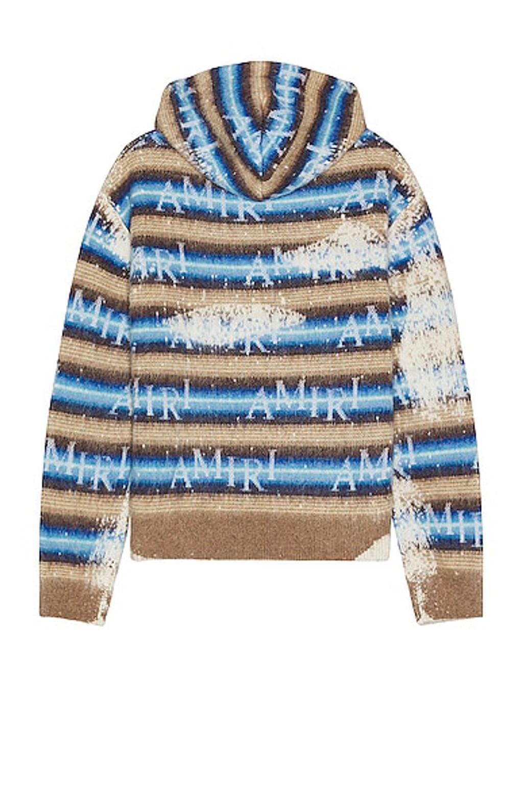 Staggered Striped Mohair And Wool-blend Hoodie In Blue Product Image