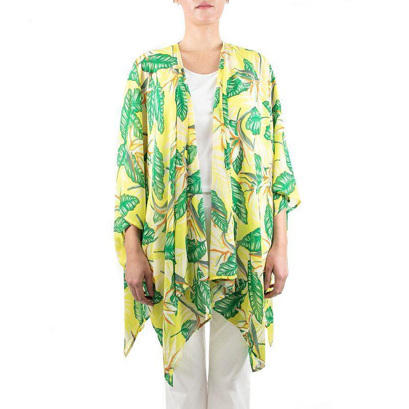 Women's Nina Leonard Floral Open-Front Kimono, Botanical Tropical Product Image