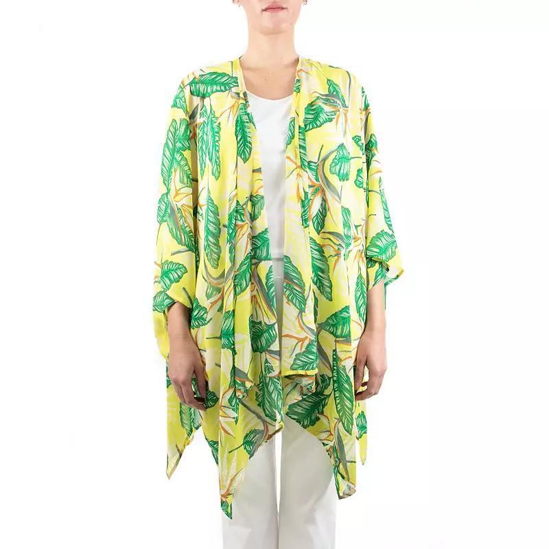 Women's Nina Leonard Floral Open-Front Kimono, Botanical Tropical Product Image