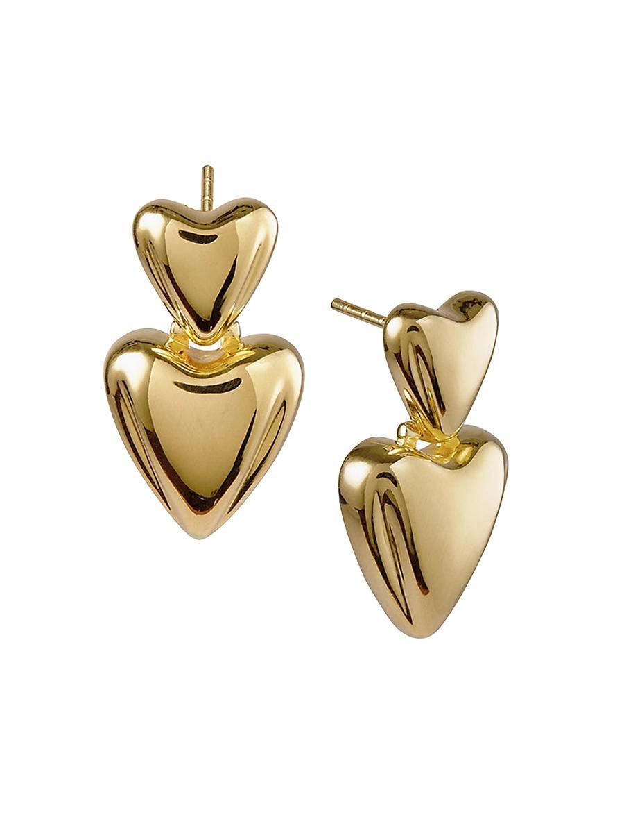 Womens 14K-Yellow-Gold Vermeil Heart Drop Earrings Product Image