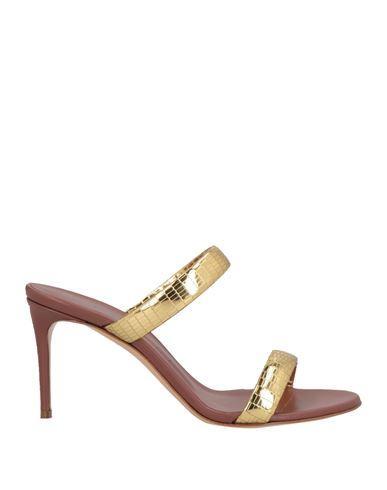 CASADEI Woman Sandals Gold Size 5.5 Leather In Brown Product Image