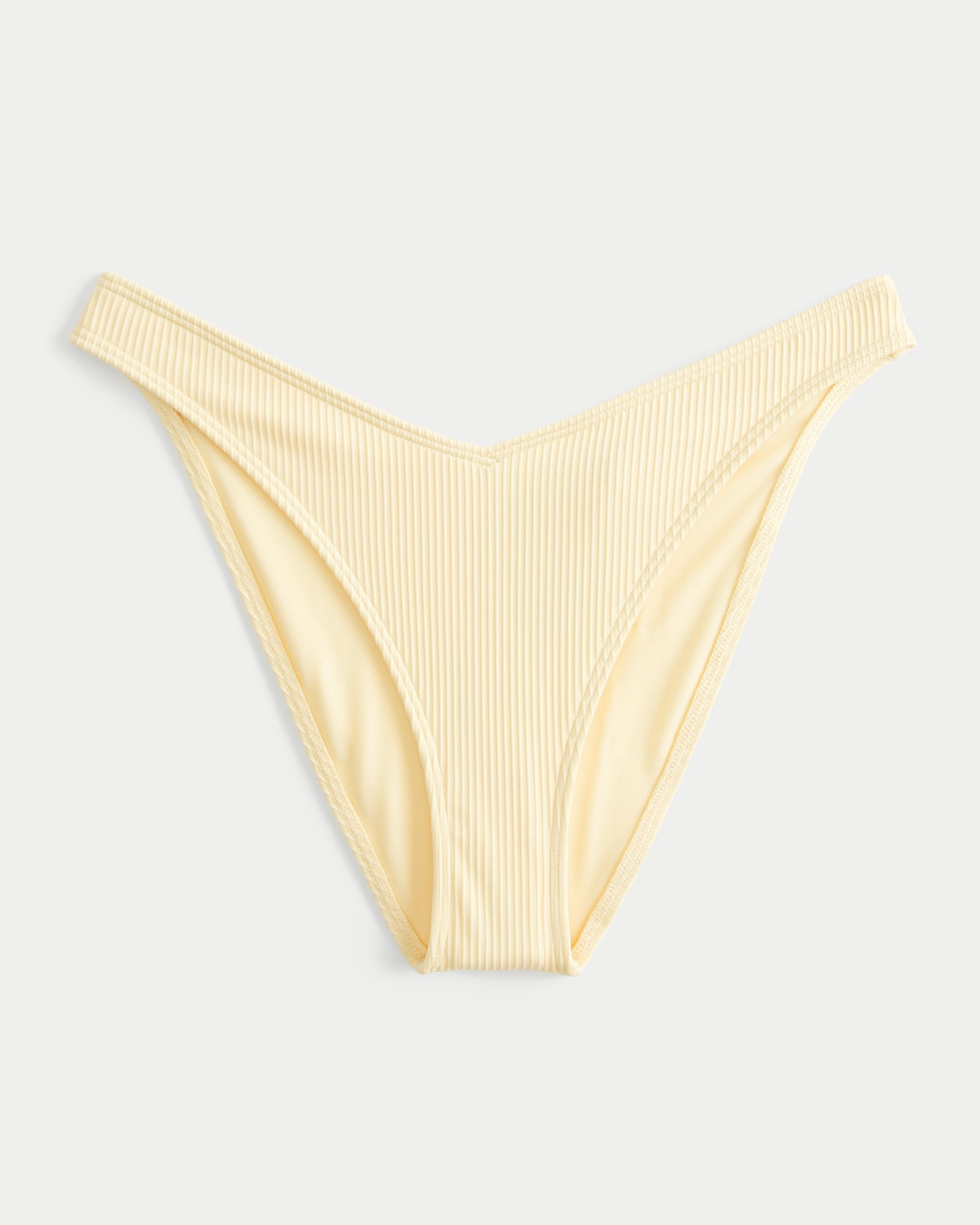 Ribbed High-Leg V-Waist Cheeky Bikini Bottom Product Image