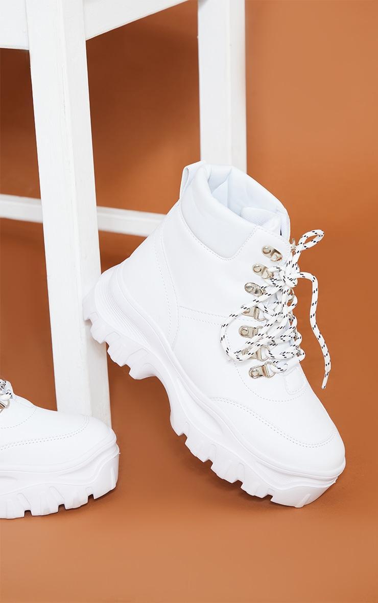 White Flatform Chunky Combat Boot Sneakers Product Image