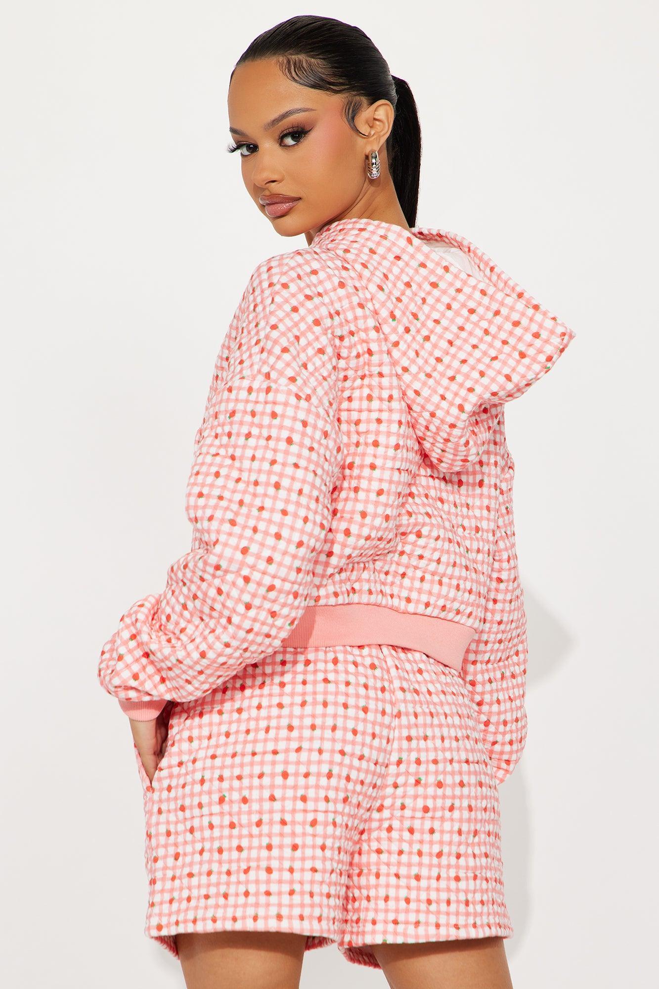 Strawberry Fields Gingham Short Set - Pink Female Product Image