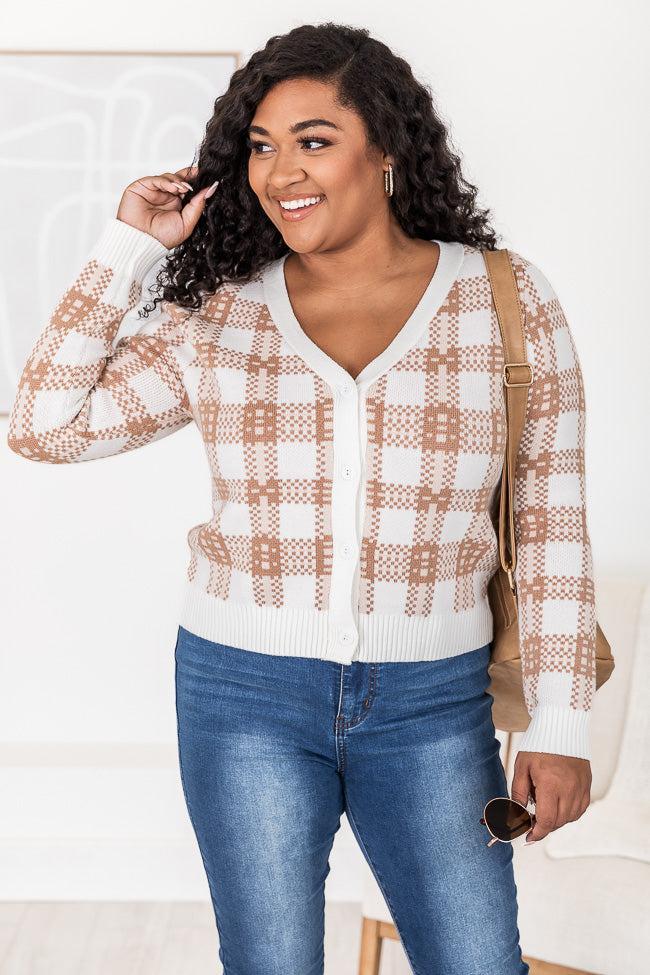 Oh As If Brown Plaid Cardigan FINAL SALE Product Image