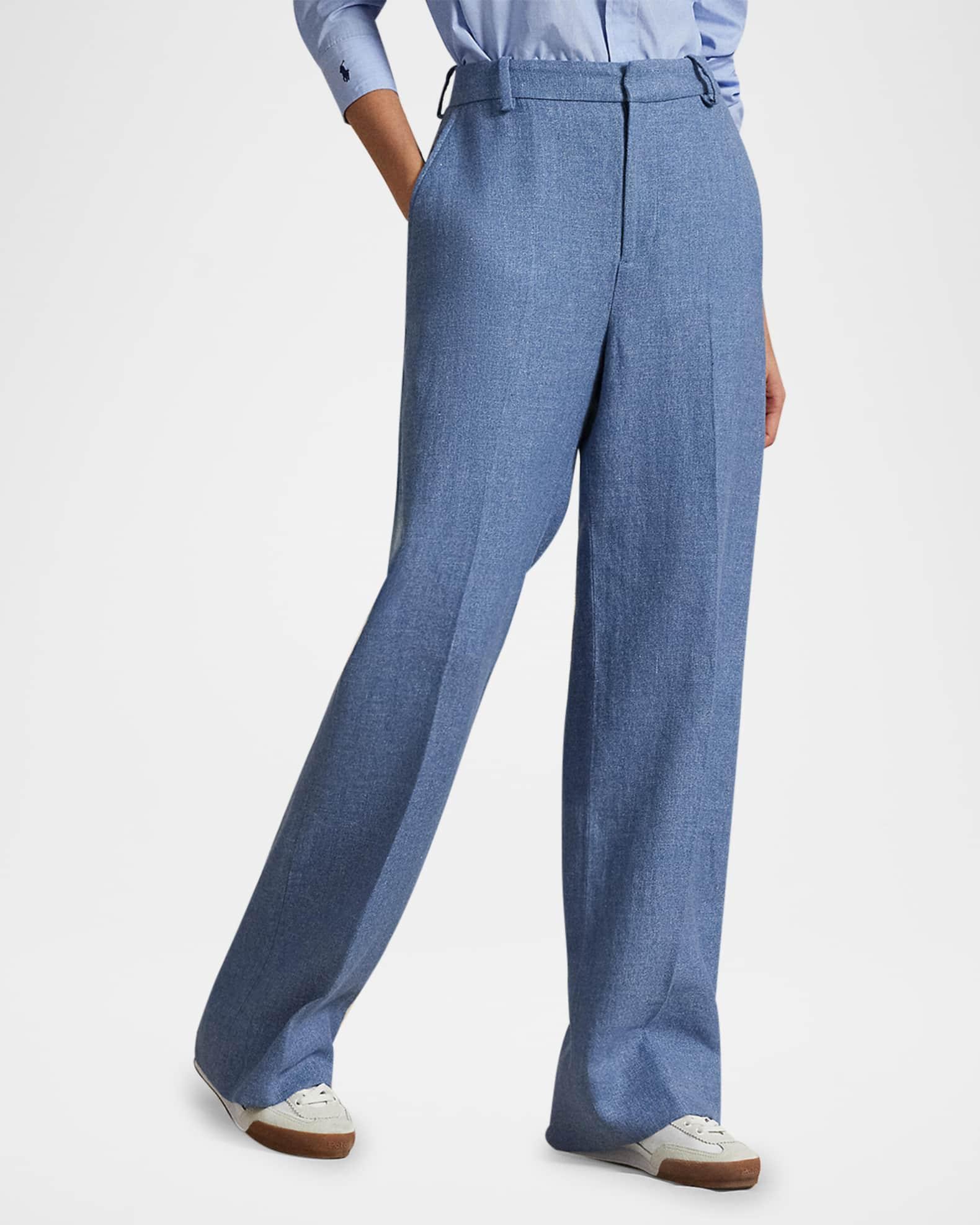Linen-Cotton Twill Wide-Leg Pants Product Image