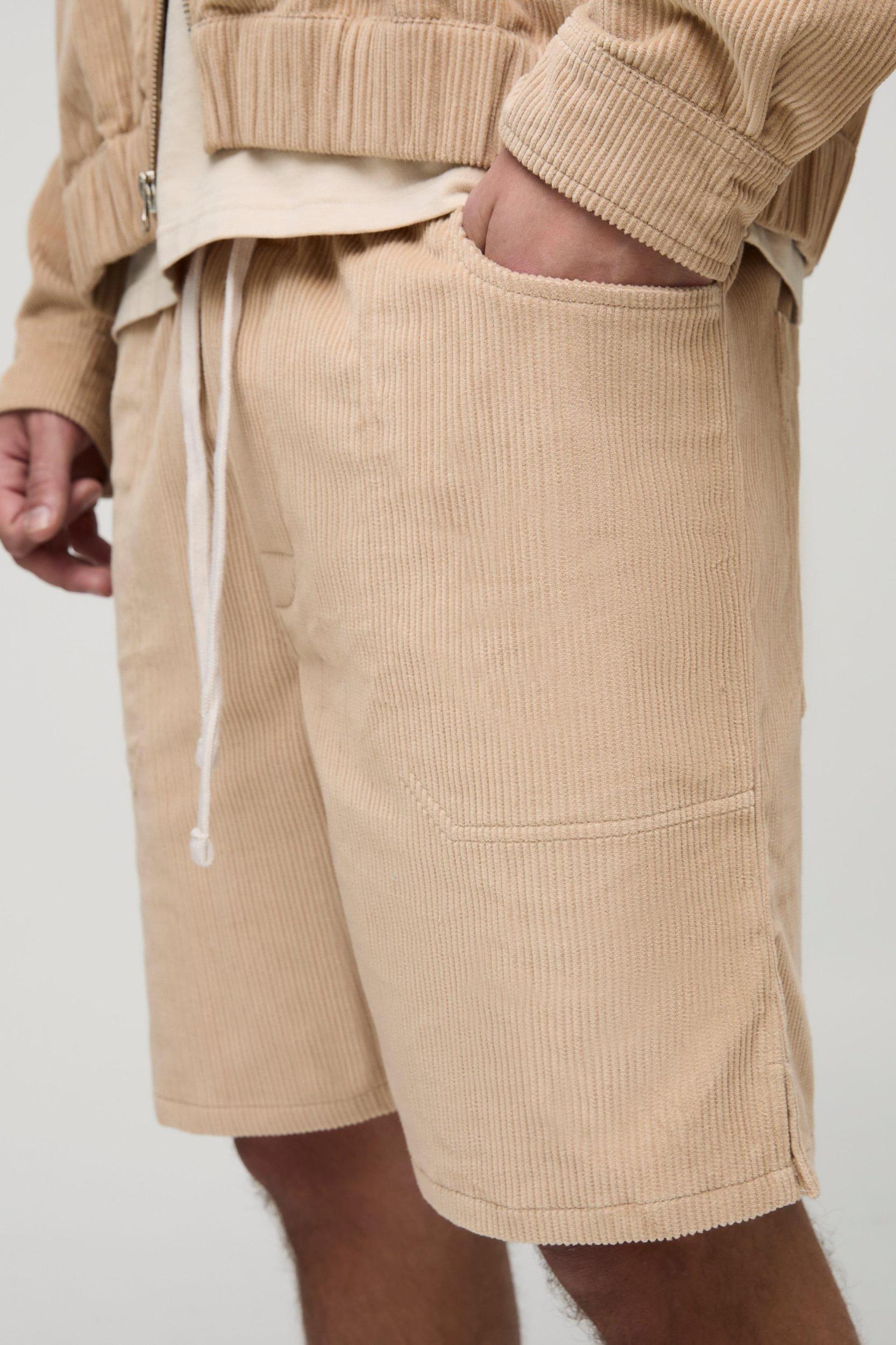 Elasticated Waist Relaxed Corduroy Shorts | boohooMAN USA Product Image