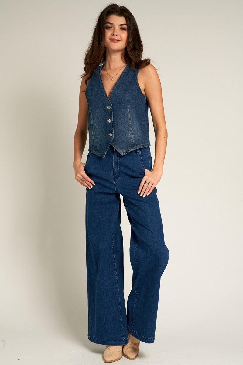 Sleeveless Denim Vest Product Image