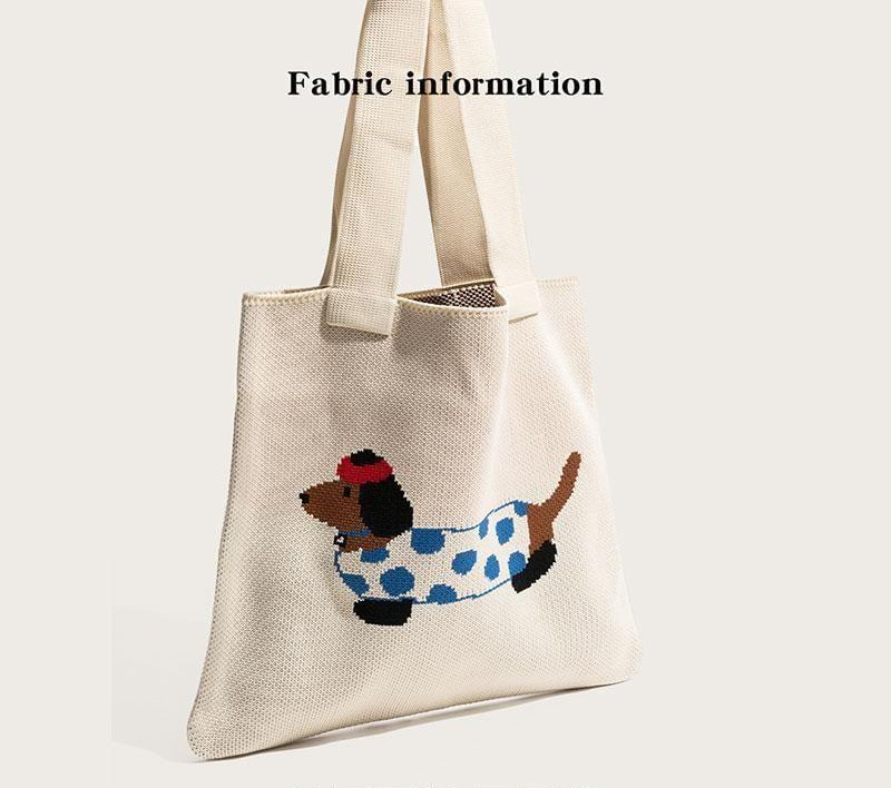 Dog Print Knit Tote Bag Product Image