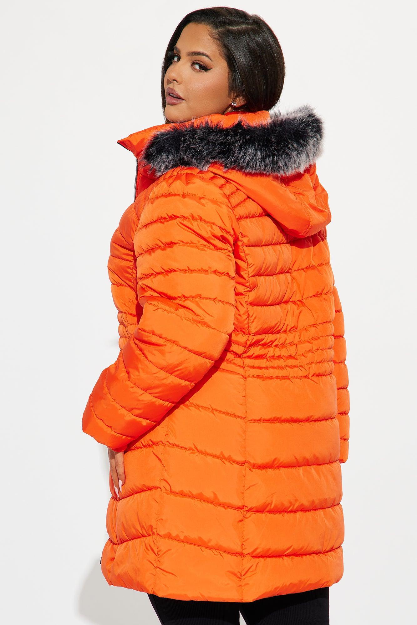 Caught In The Cold Puffer Coat - Orange Product Image