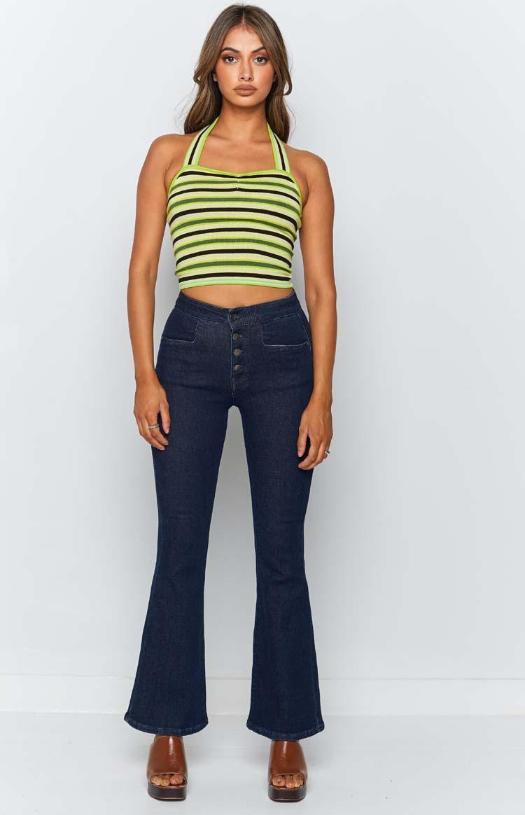 Enforcer Striped Halter Top Yellow Product Image