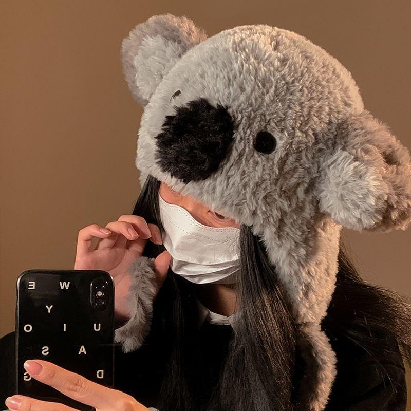 Cartoon Animal Fluffy Hooded Scarf Product Image