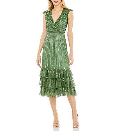 Womens Sequin Ruffle-Hem Dress Product Image