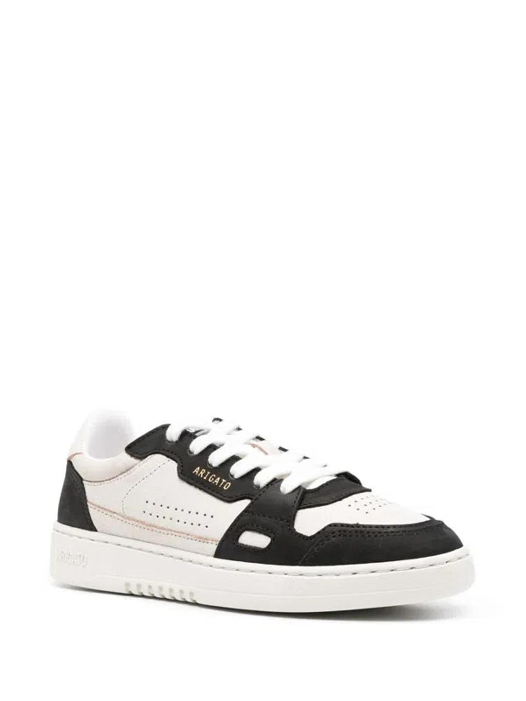 AXEL ARIGATO Dice Low Black And White Low Top Sneakers With Embossed Logo And Vintage Effect In Leather Woman Product Image