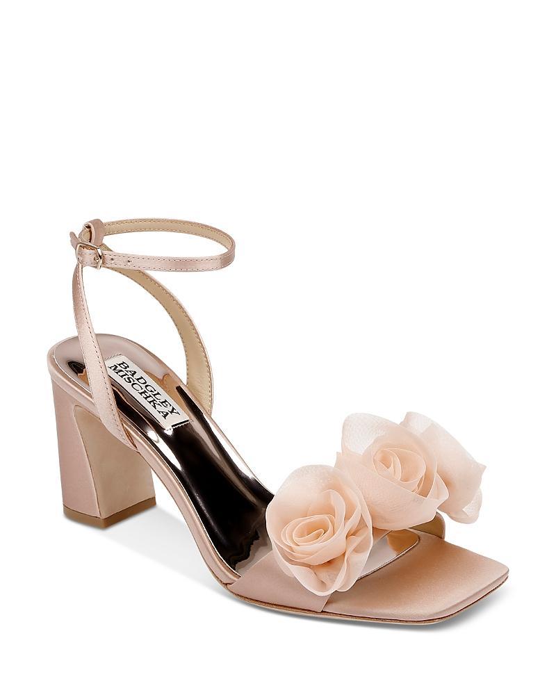 Carli Satin Tulle Rose Ankle-Strap Sandals Product Image