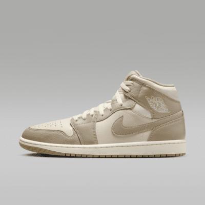 Jordan Mens AJ 1 Mid SE Poolside - Basketball Shoes Bone/Khaki/Pink Product Image