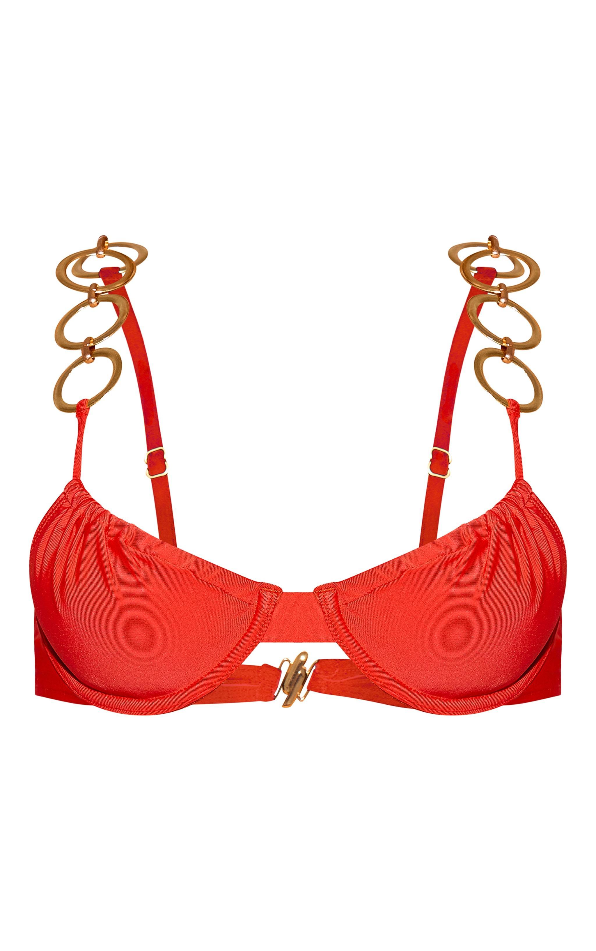 Red O Ring Strap Underwired Bikini Top Product Image