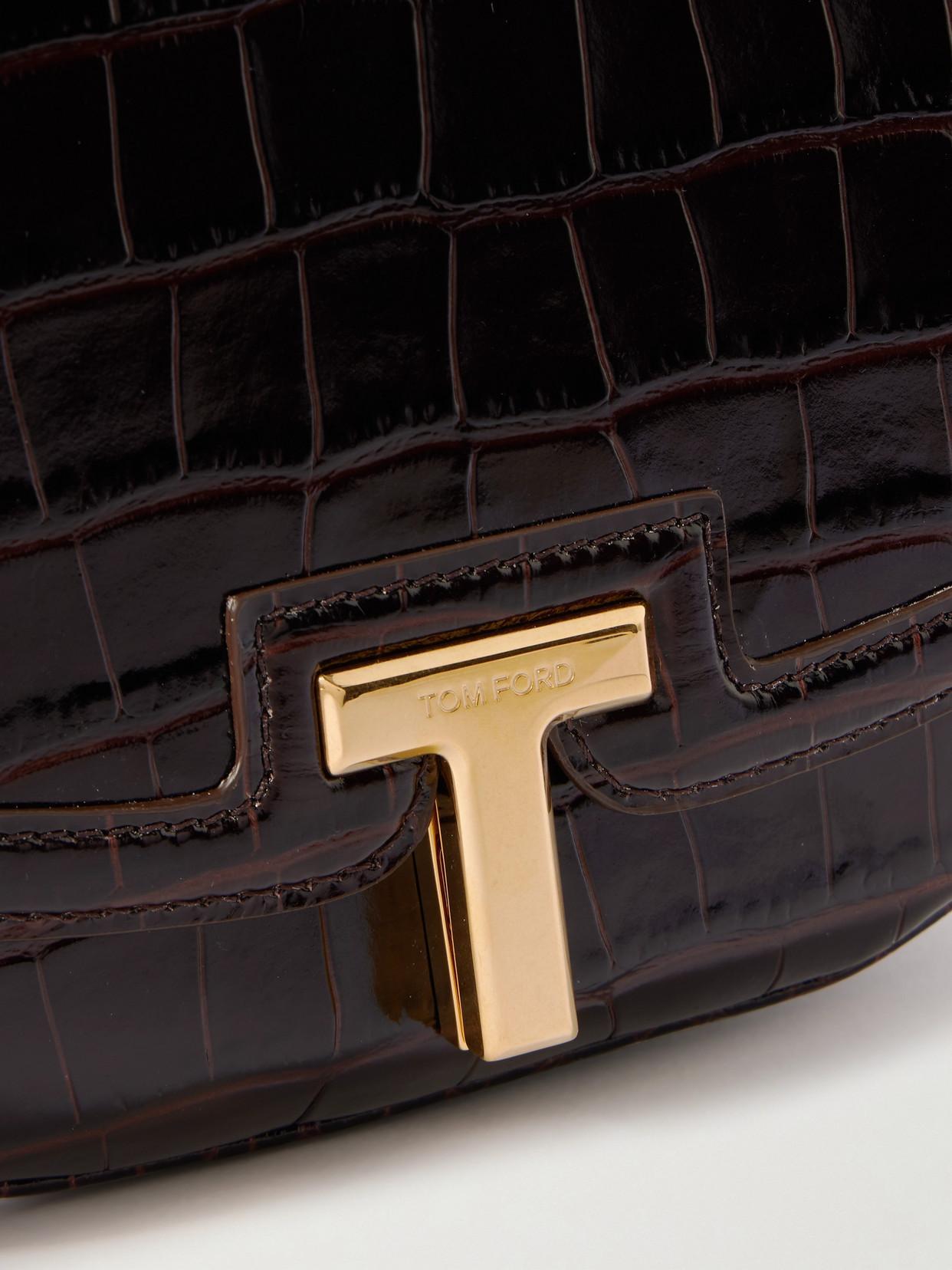 TOM FORD Croc-effect Leather Shoulder Bag In Brown Product Image