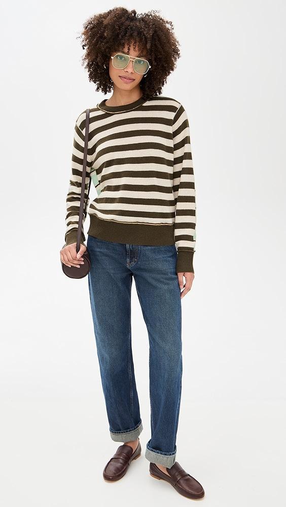 White + Warren Cashmere Mixed Stripe Crew Sweater | Shopbop Product Image