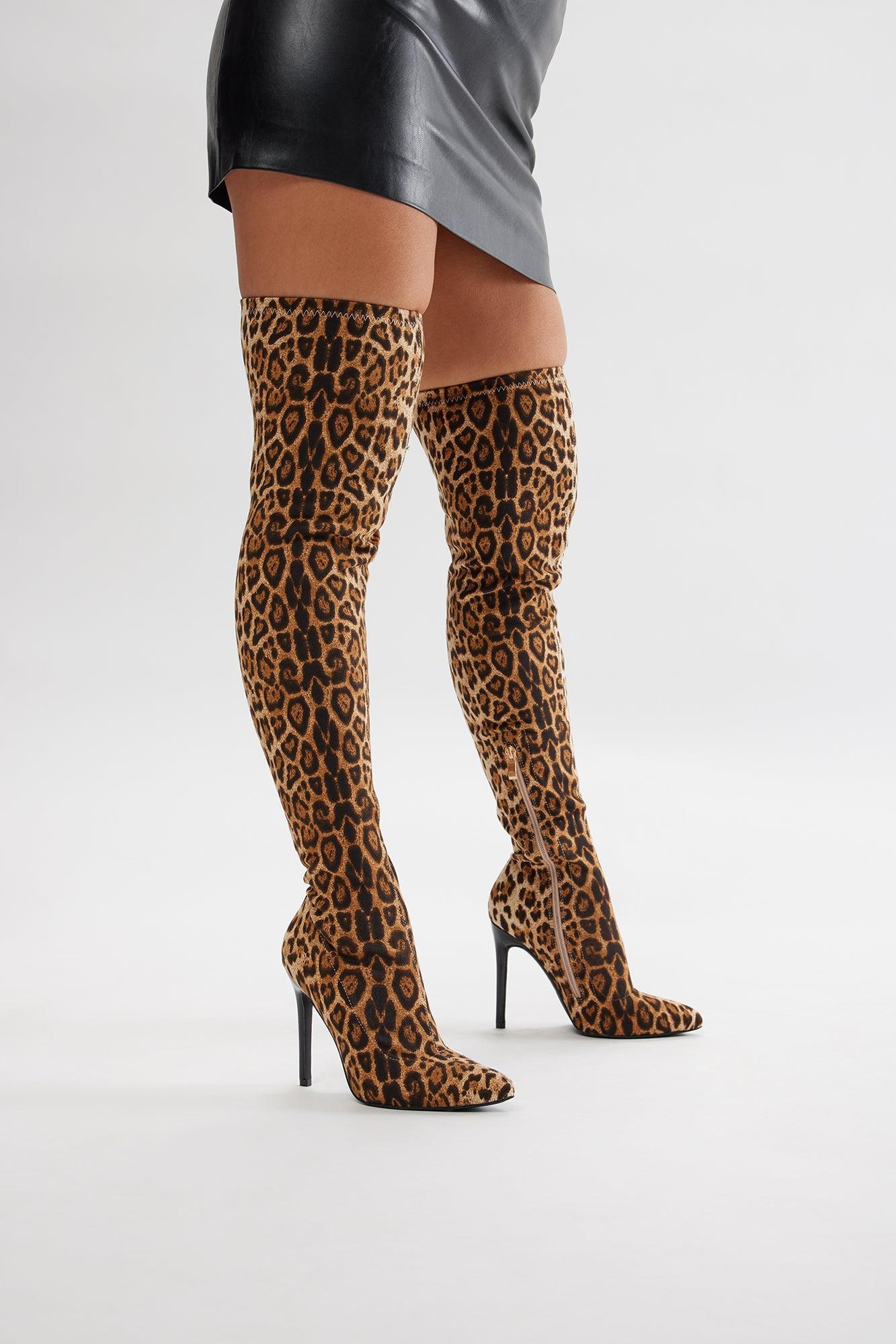 Katya Thigh High Boots - Leopard Product Image