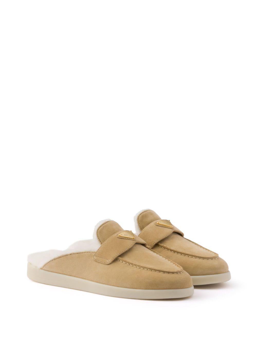 Shearling Mules In Neutral Product Image