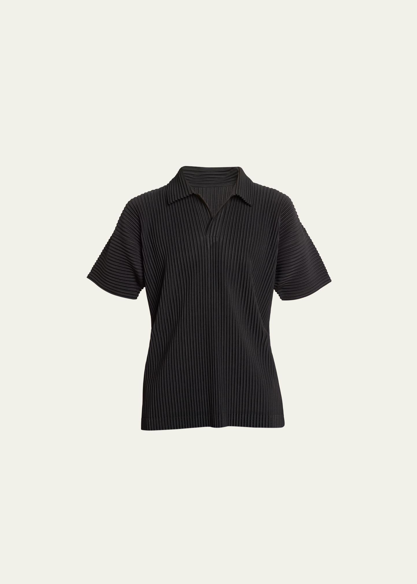 Mens Pleated Polyester Basic Polo Shirt Product Image