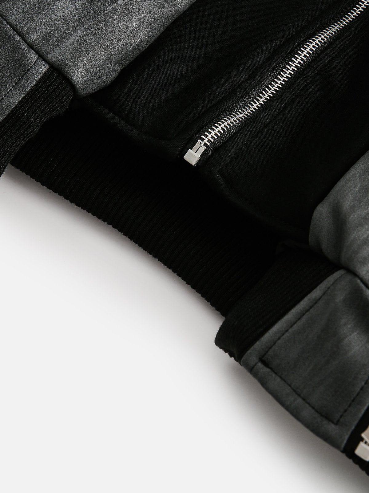 Aelfric Eden Two Layer Faux Leather Bomber Jacket Product Image