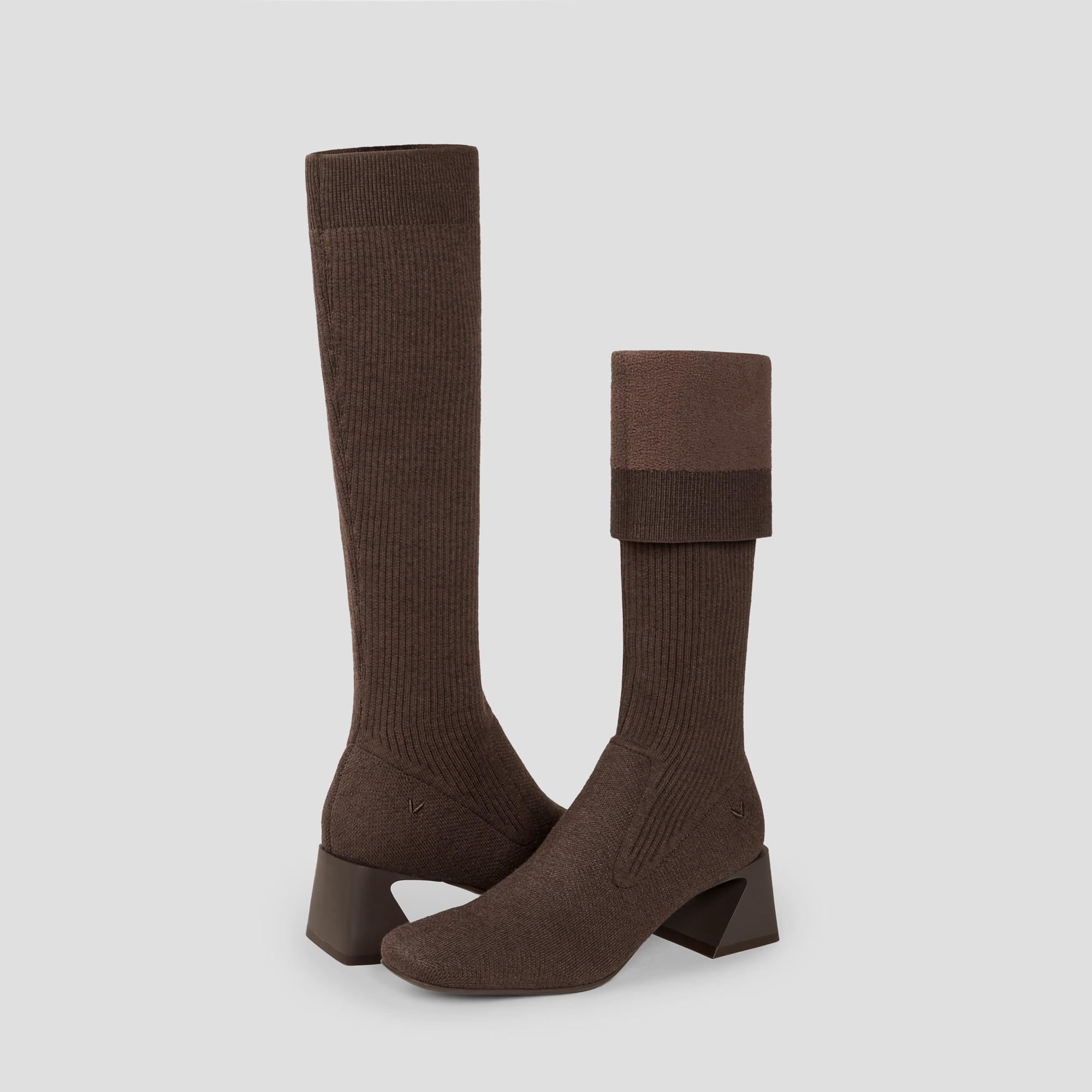 Square-Toe Water-Repellent Wool Knee High Boots (Rebecca Pro） Product Image