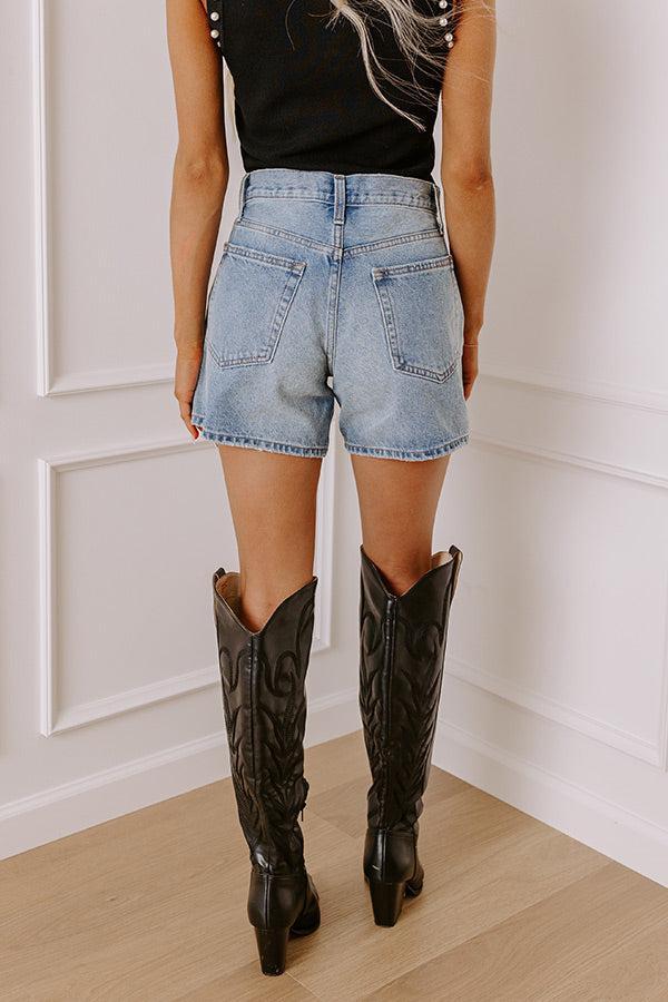 JUST USA Joy High Waist Shorts in Medium Wash Product Image