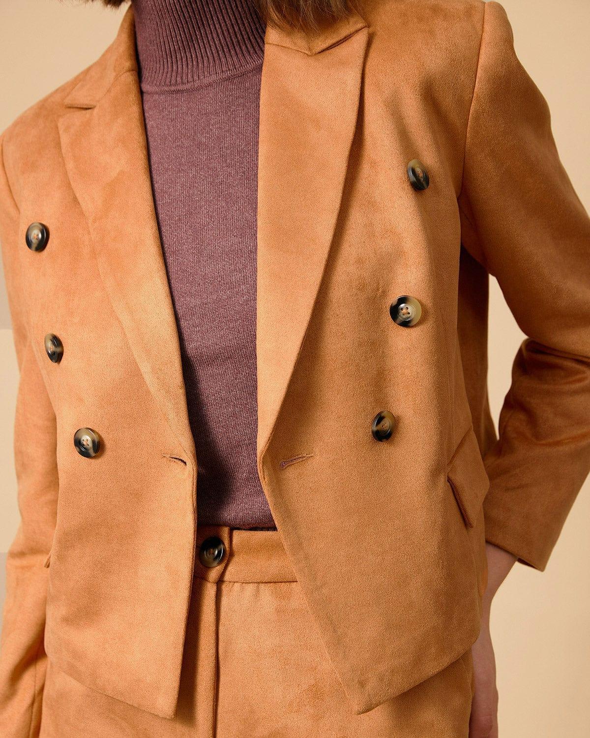 The Collared Buttons Suede Blazer Product Image