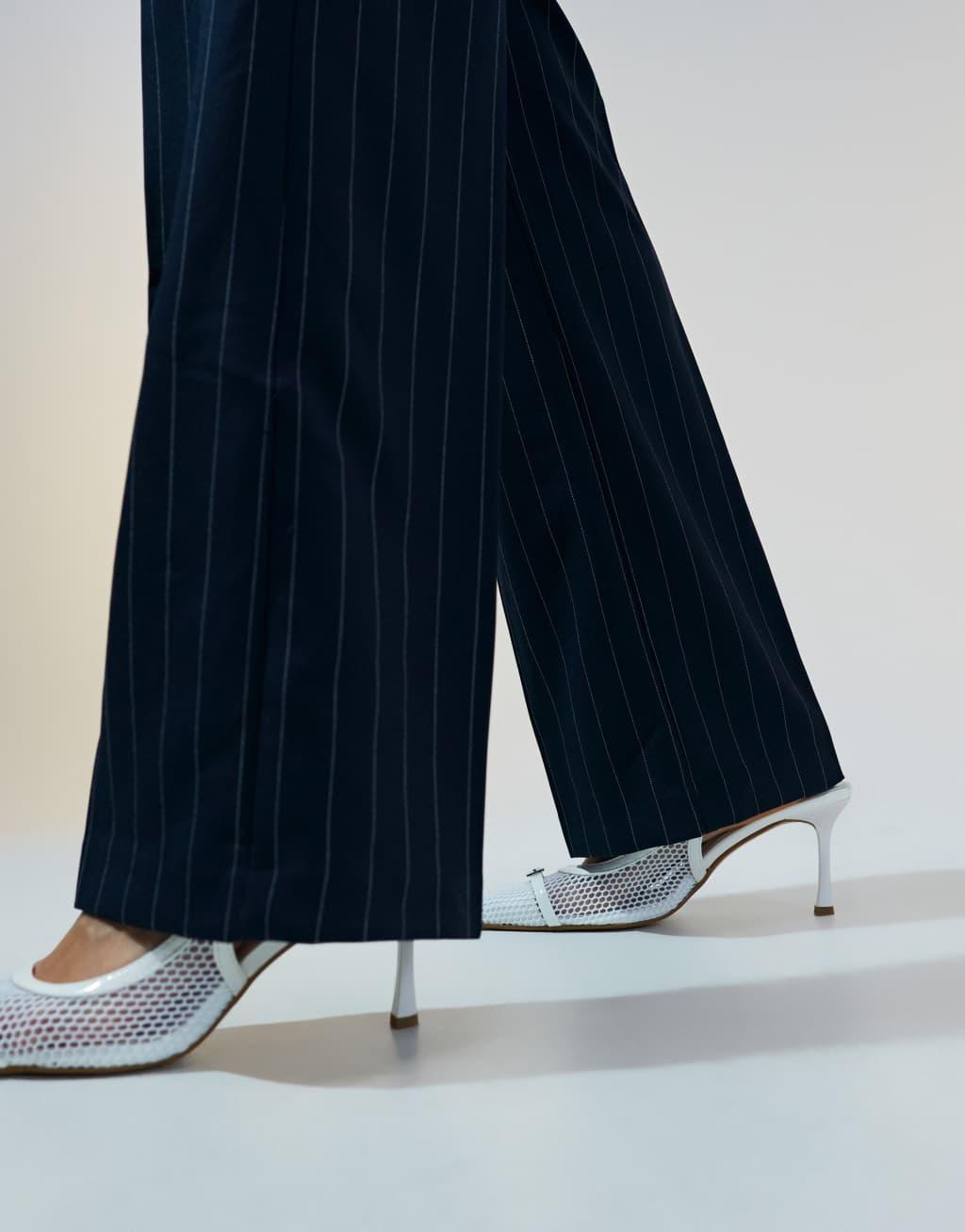 ASOS DESIGN tailored slim straight pants in navy stripe Product Image