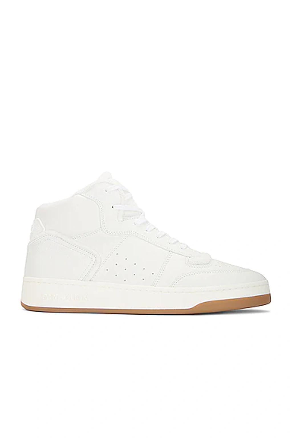 SAINT LAURENT Men's Sl80 Tonal Leather Mid-top Sneakers In White Product Image