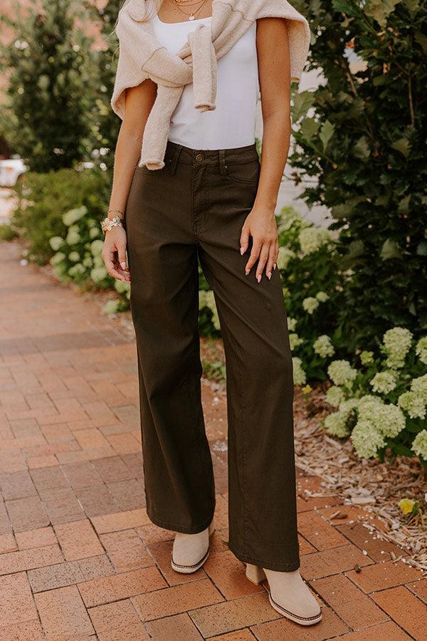 The Phoebe High Waist Wide Leg Pants in Deep Forest Product Image