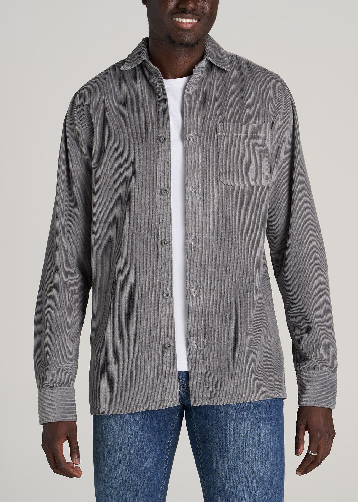 LJ&S Corduroy Overshirt for Tall Men in Limestone Male Product Image