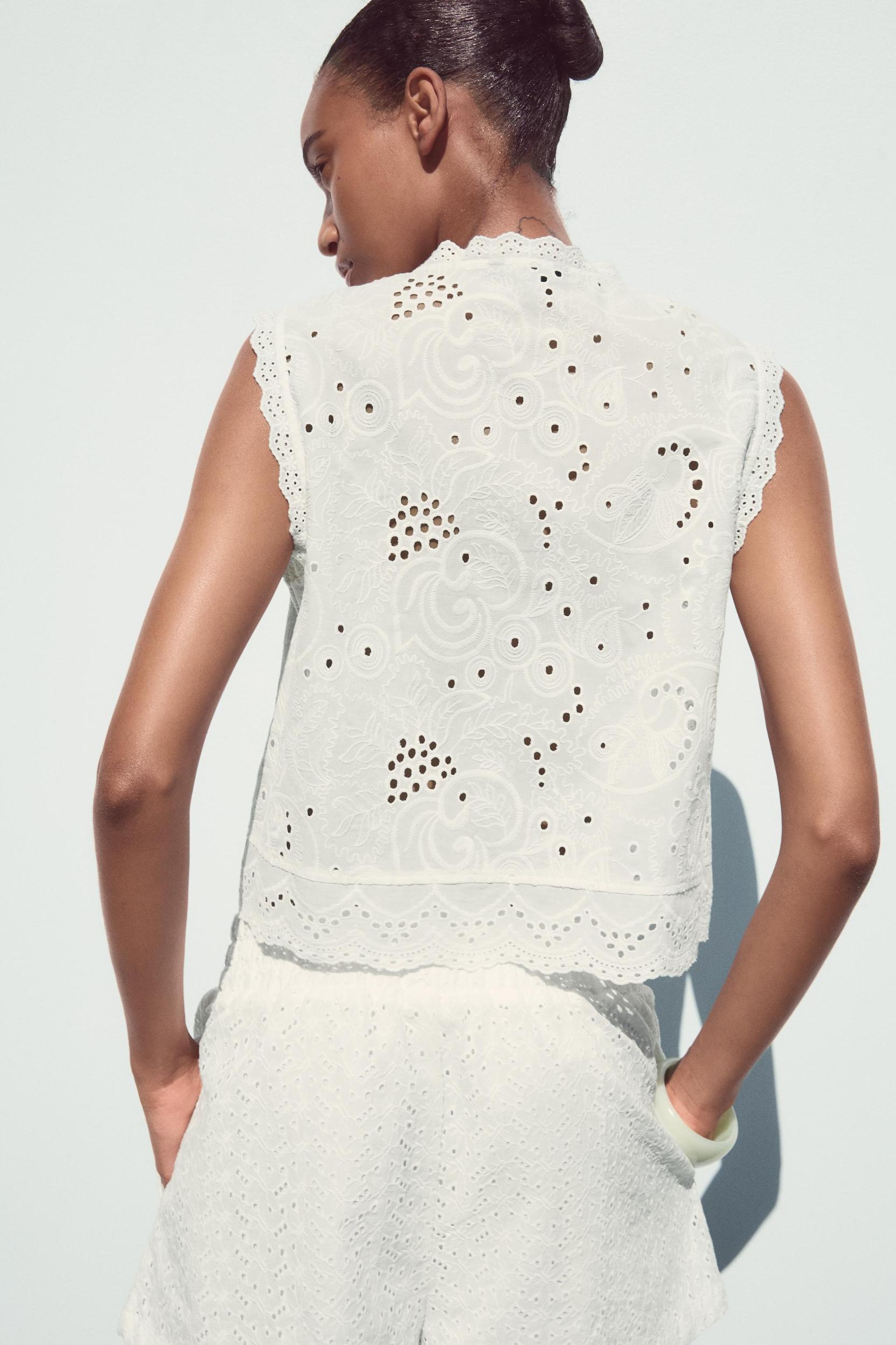 EMBROIDERED EYELET TOP Product Image