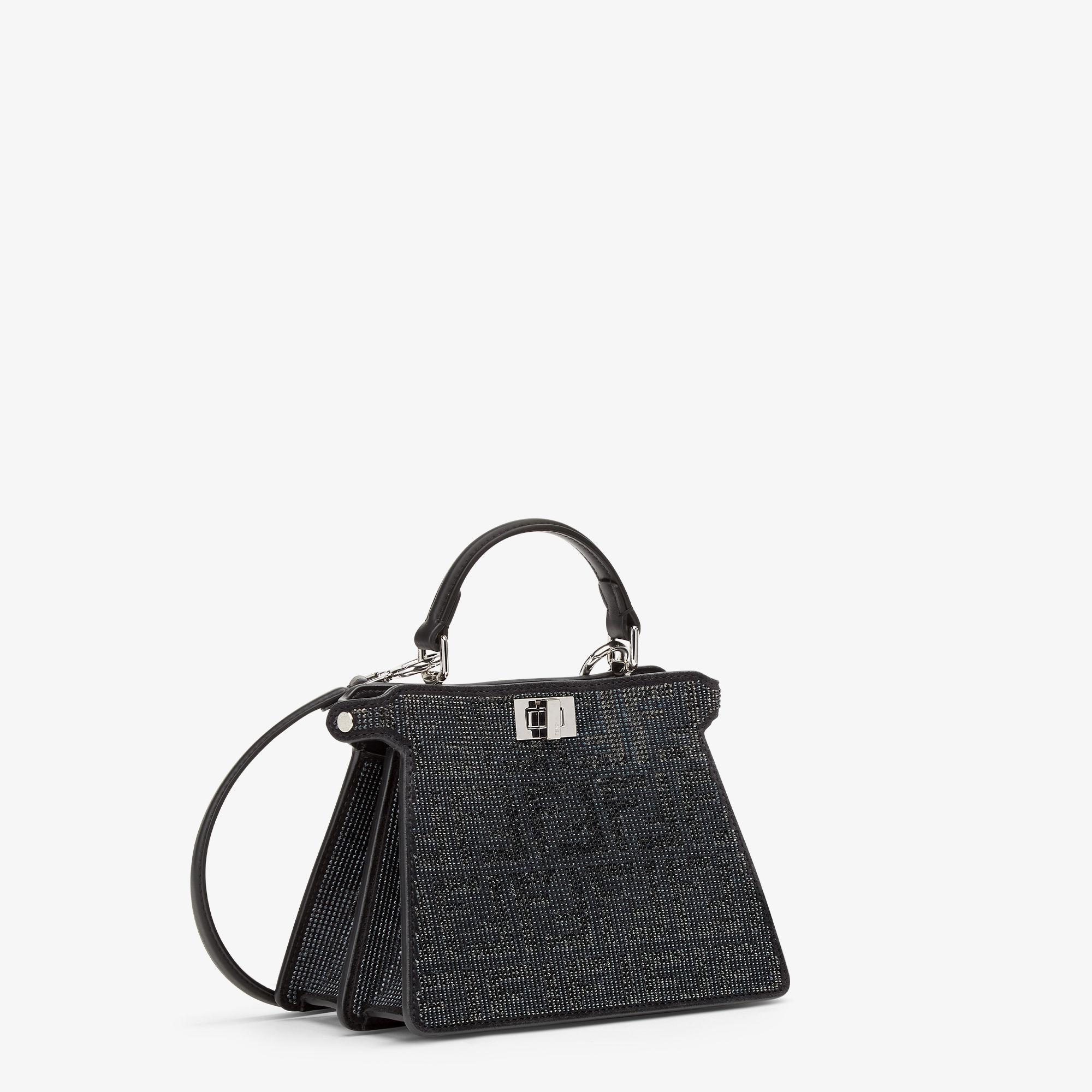 Peekaboo ISeeU PetiteBlack suede bag with FF in crystals and studs Product Image