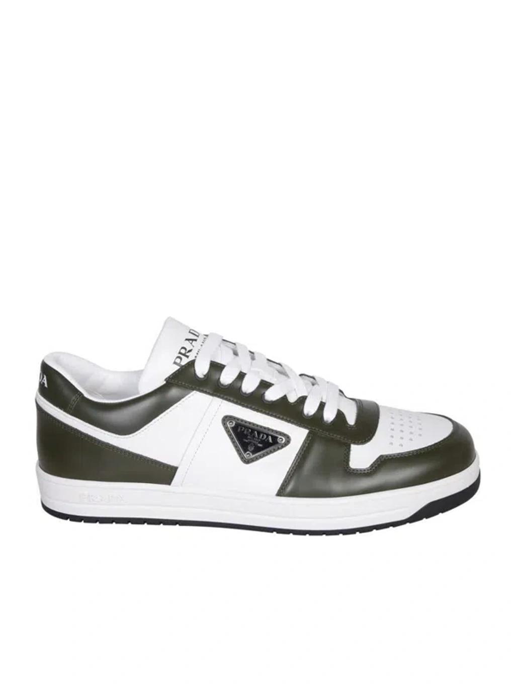 PRADA Downtown Low-top Leather Sneakers In White Product Image