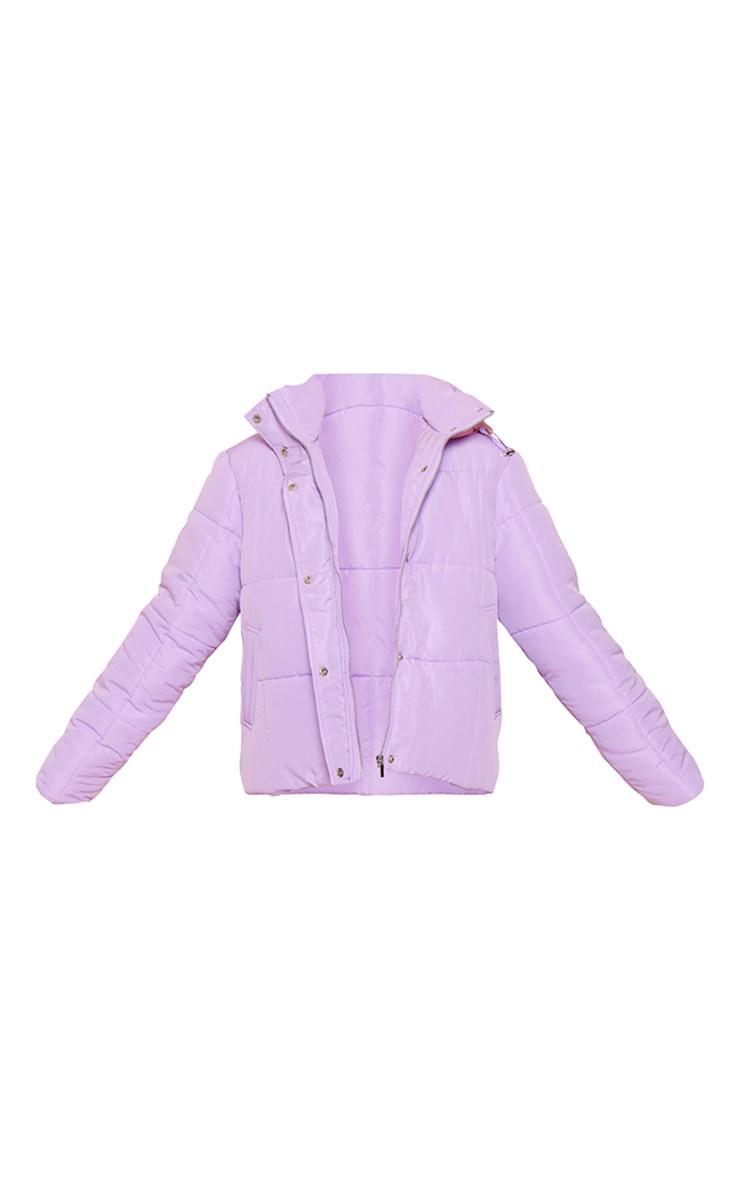 Lilac Contrast Hood Puffer Jacket Product Image