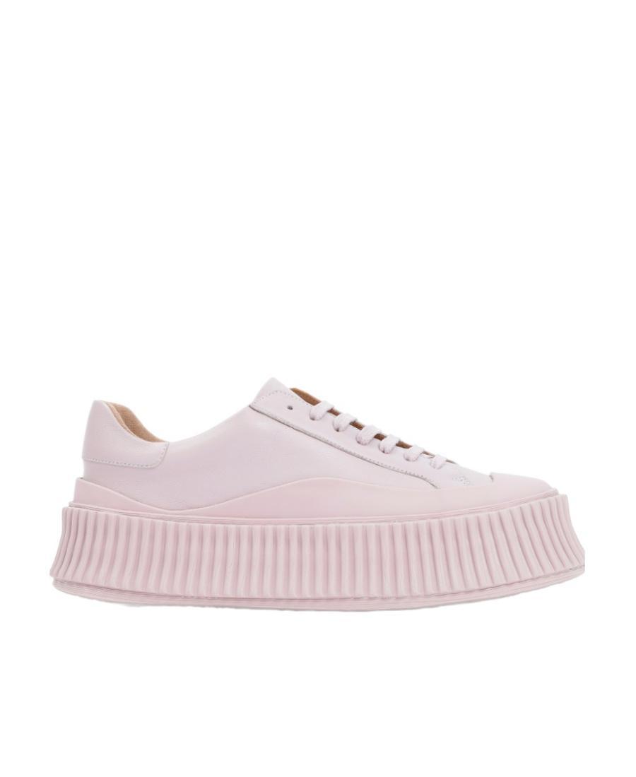 JIL SANDER Leather Flatform Sneakers In Pink Product Image