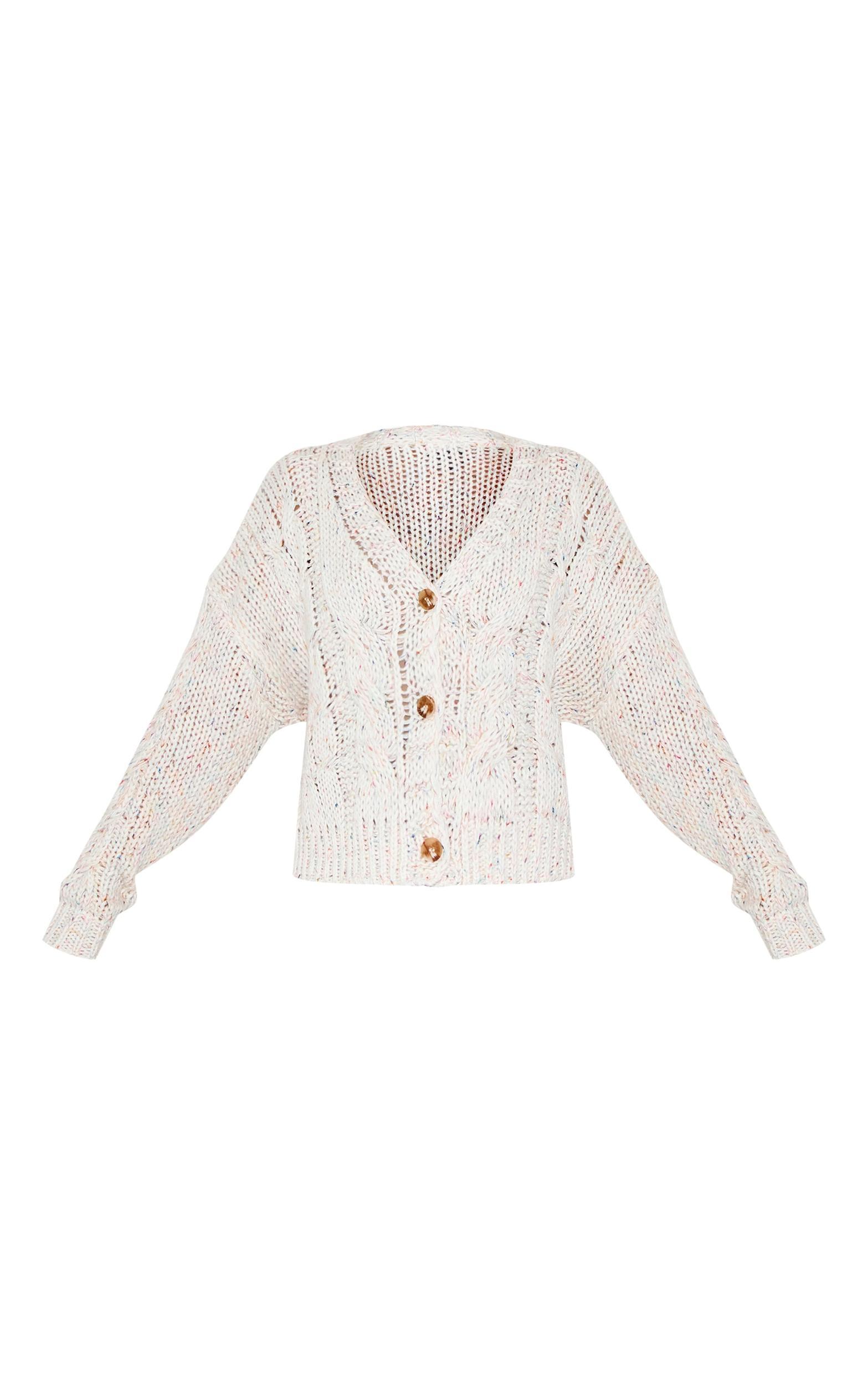 Cream Space Dye Chunky Knit Cardigan Product Image